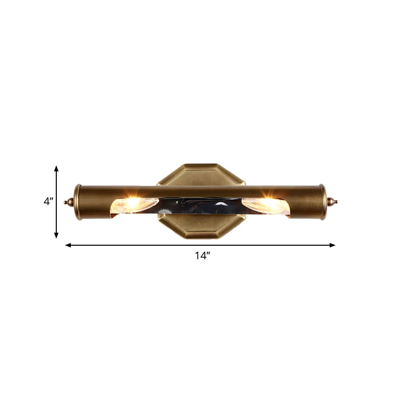 2-flammige Schlafzimmer-Wandleuchte mit Röhren-Metallschirm, Messing-Finish, Waschtischleuchte, 14"/18" B avec 16 couleurs...