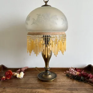 Applique design Lampe style charleston rideau de perle orangé