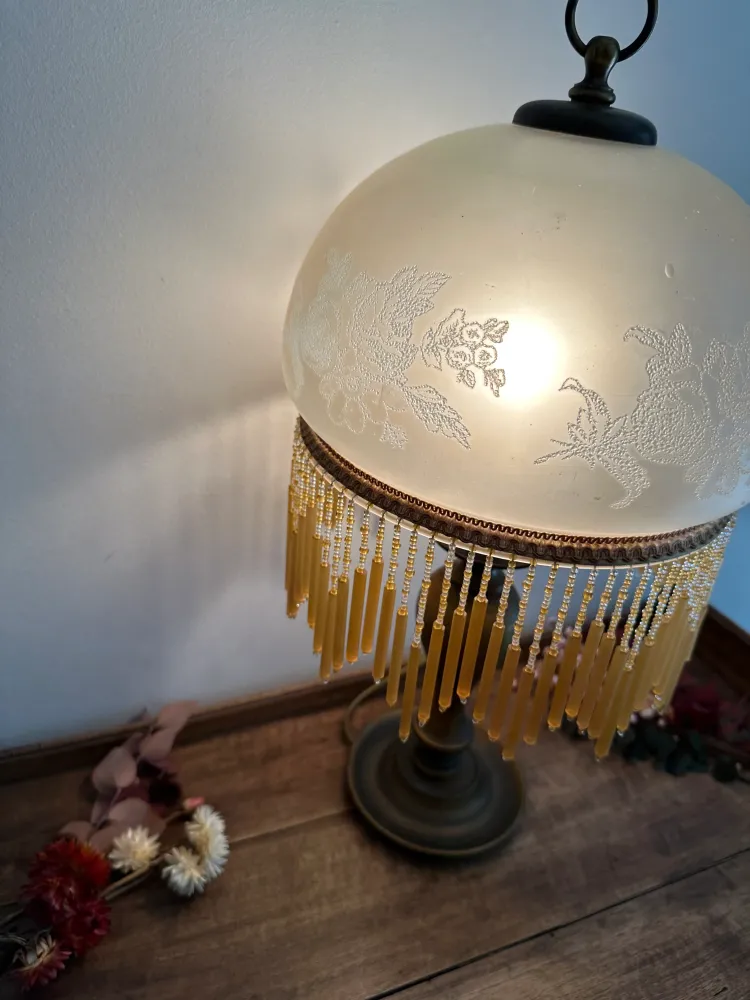 Applique design Lampe style charleston rideau de perle orangé