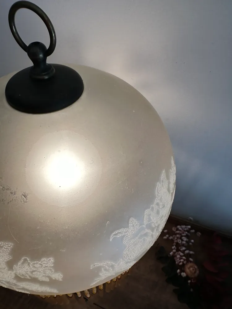 Applique design Lampe style charleston rideau de perle orangé