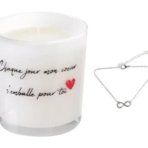 Bougie parfumée fleurs de printemps MALAGA blanche + bracelet surprise Matériau : Verre soufflé