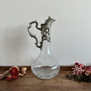 Éclairage Décoratif LED Aiguière verre moulé métal argenté art déco
