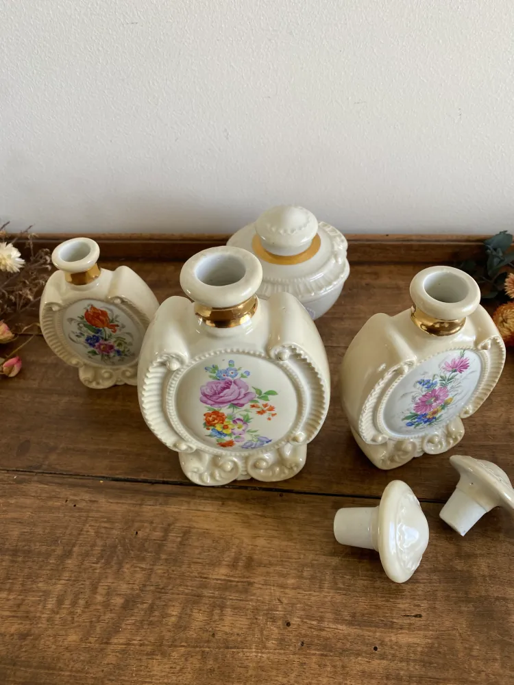 Flacons de salle de bain en porcelaine décoration florale moulures Style industriel