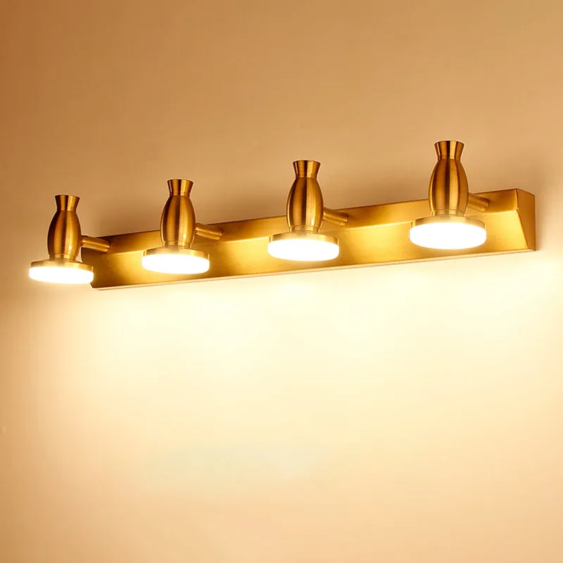 Kit d'Éclairage Ambiance 4-flammige Badezimmer-Waschtischlampe, nordische Messing-Wandbeleuchtung mit rundem Metallschirm...