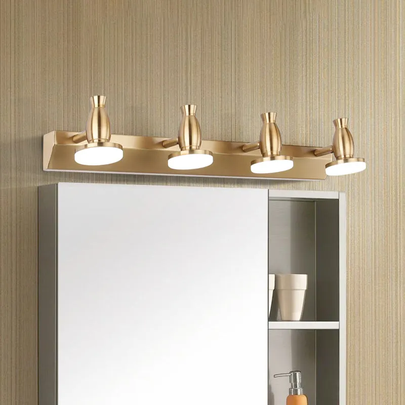 Kit d'Éclairage Ambiance 4-flammige Badezimmer-Waschtischlampe, nordische Messing-Wandbeleuchtung mit rundem Metallschirm...