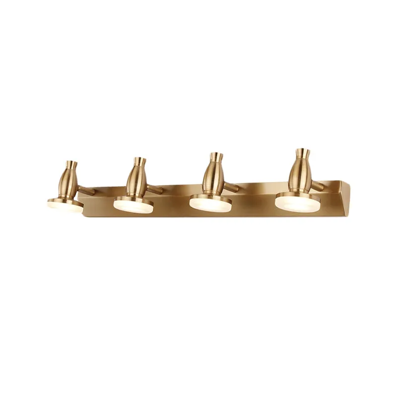 Kit d'Éclairage Ambiance 4-flammige Badezimmer-Waschtischlampe, nordische Messing-Wandbeleuchtung mit rundem Metallschirm...
