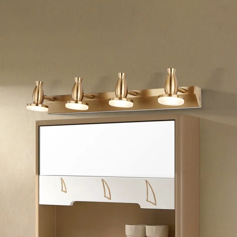 Kit d'Éclairage Ambiance 4-flammige Badezimmer-Waschtischlampe, nordische Messing-Wandbeleuchtung mit rundem Metallschirm...
