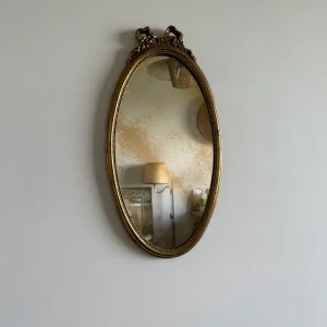 Miroir en bois ovale fronton forme de nœud - Installation Facile