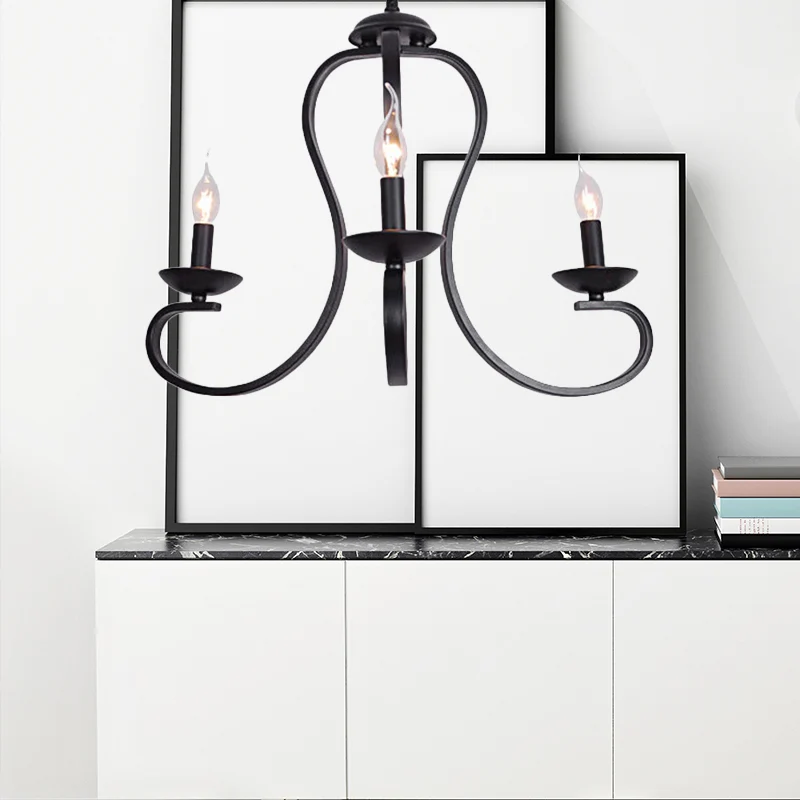 Projecteur à motifs Industrielle flammenlose Kerzen-Deckenleuchte, 3/5-flammig, metallische hängende Deckenleuchte Schwarz...
