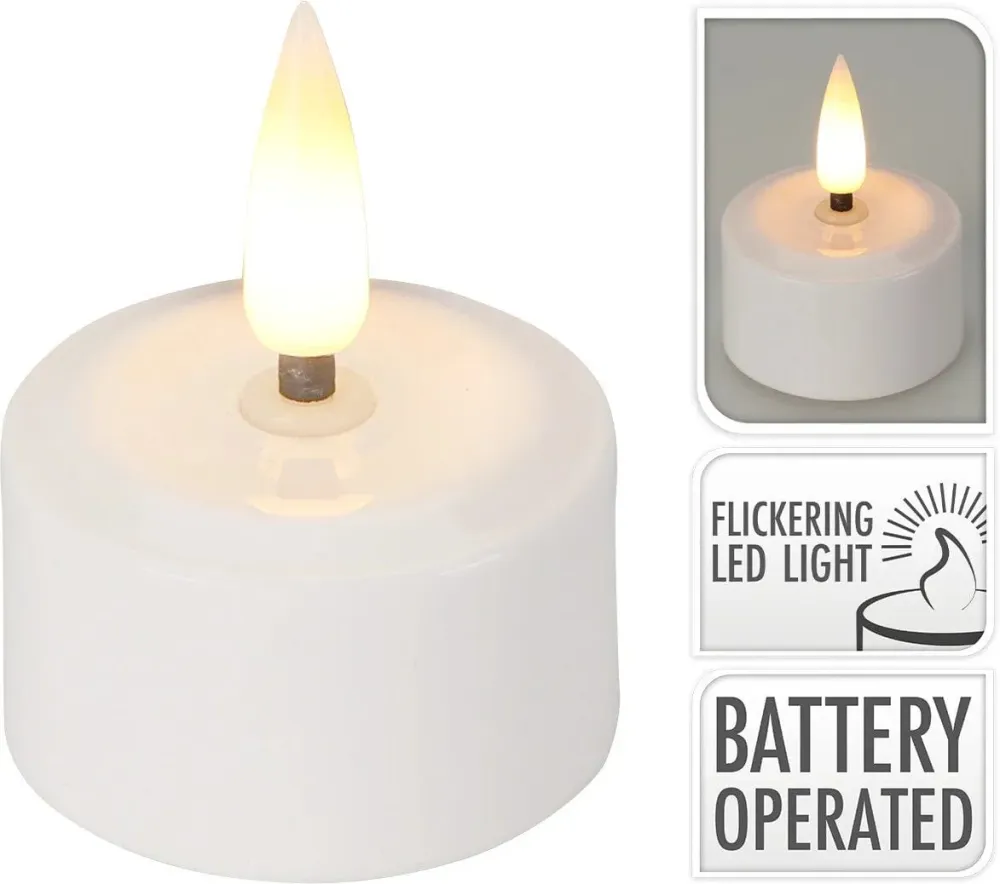 Set de 4 bougies chauffe-plat LED blanches – Lumière douce Matériau : Verre soufflé