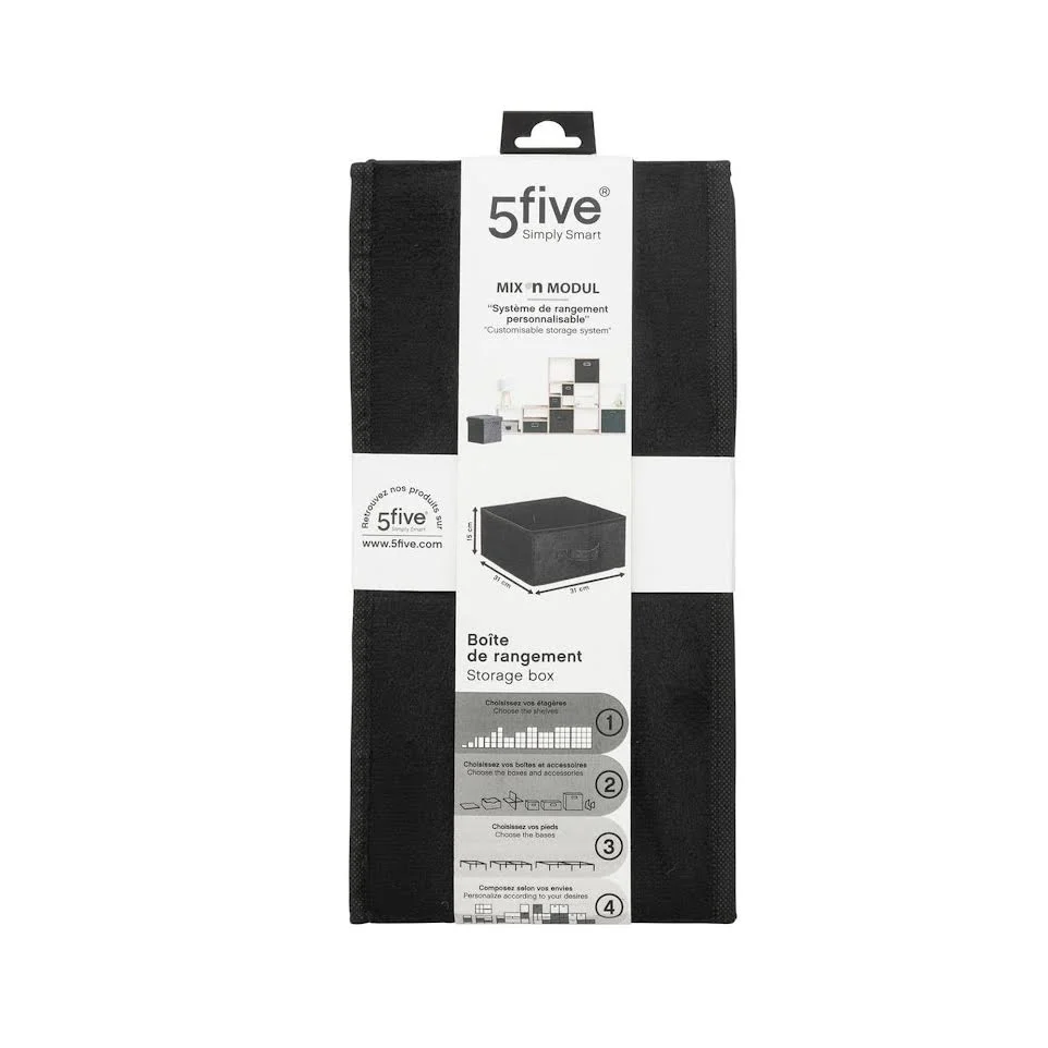Five Velour 31 x 15cm Storage Box Noir jais