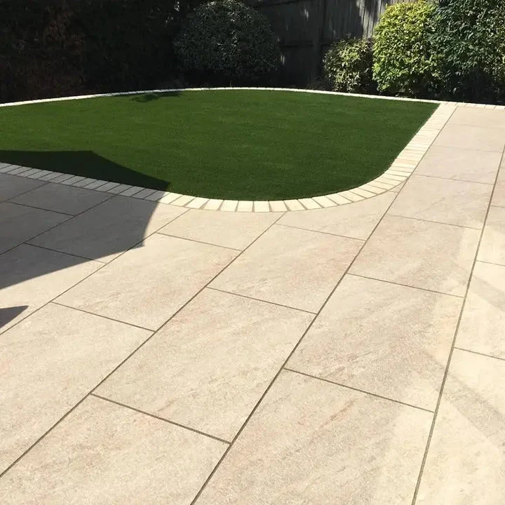 Carrelage extérieur effet pierre QUARTZITE CRÈME - 90 x 60 x 2 cm