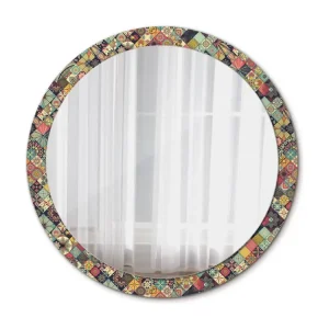Miroir rond décoratif - Carreaux Patchwork - 100 cm
