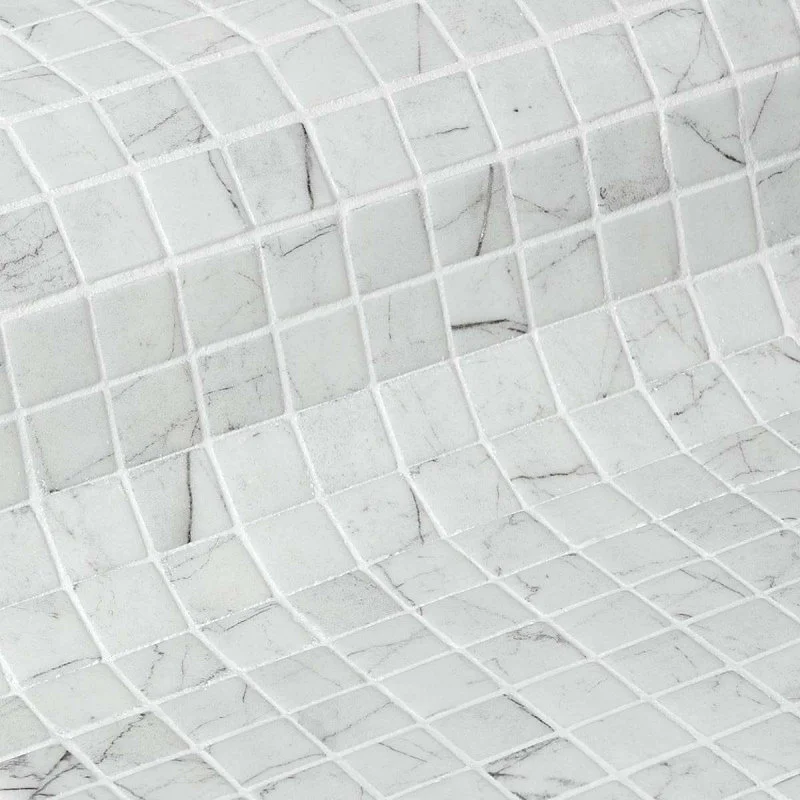 Mosaïque en pâte de verre aspect marbre mate 2,5x2,5 cm ZEN CARRARA