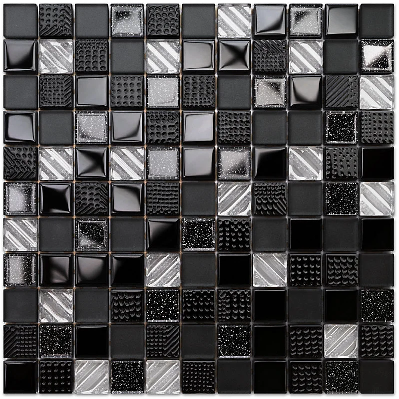 Mosaïque en verre sur filet pour salle de bain ou cuisine 30 cm x 30 cm -Starlight night