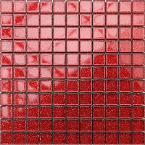 Mosaïque en verre sur filet pour salle de bain ou cuisine 30 cm x 30 cm - Brillant red