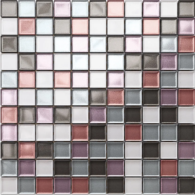 Mosaïque en verre sur filet pour salle de bain ou cuisine 30 cm x 30 cm - Rose vif Floyd