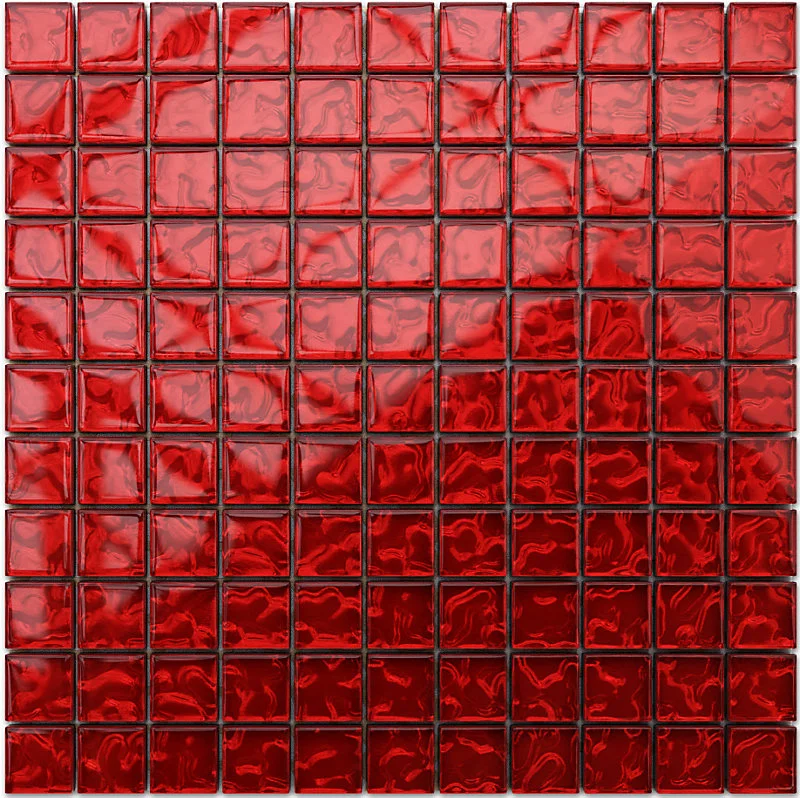 Mosaïque en verre sur filet pour salle de bain ou cuisine 30 cm x 30 cm - Red saumon