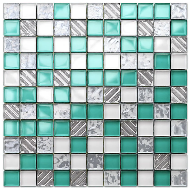 Mosaïque en verre sur filet pour salle de bain ou cuisine 30 cm x 30 cm - Ventilé mint