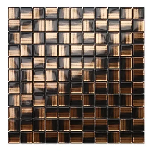 Mosaïque en verre sur filet pour salle de bain ou cuisine 30 cm x 30 cm - Cuivre rouge moon