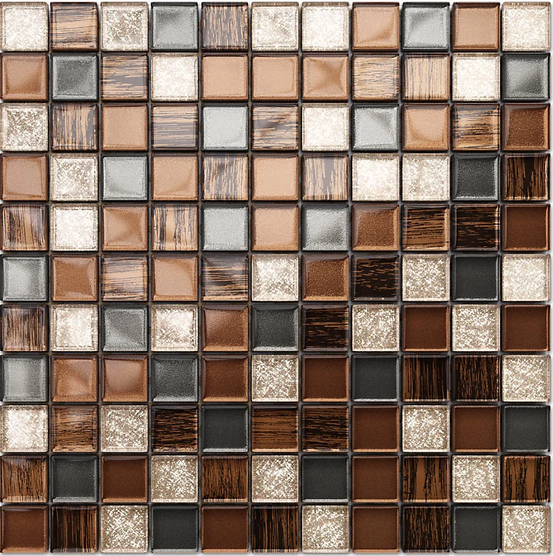 Mosaïque en verre sur filet pour salle de bain ou cuisine 30 cm x 30 cm - Old school