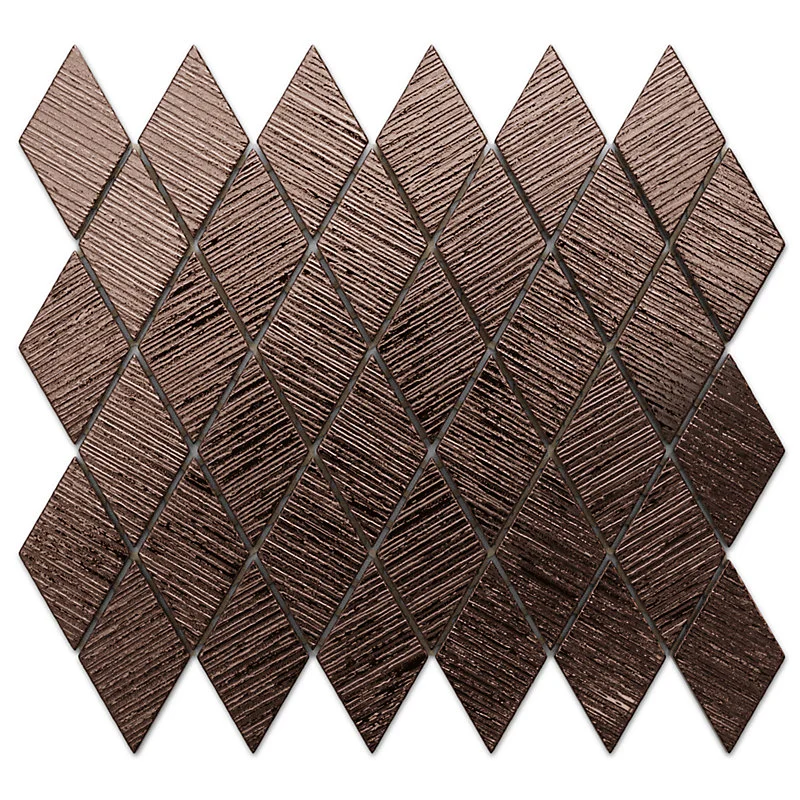 Mosaïque de verre sur maille pour salle de bain ou cuisine Metallic Copper Chocolat - 25cm x 29.2cm