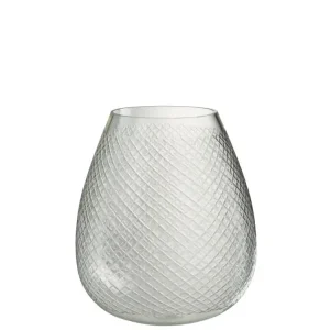 Vase carreaux verre clair 25,5x25,5x31,5cm