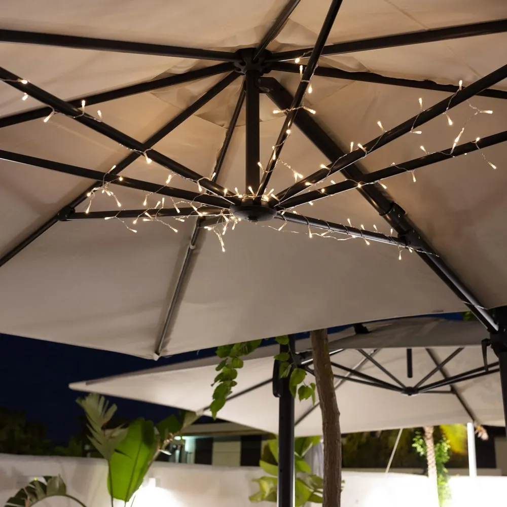 Étanche IP65 Chaîne lumineuse LED avec piles destinée à un parasol de 1 m