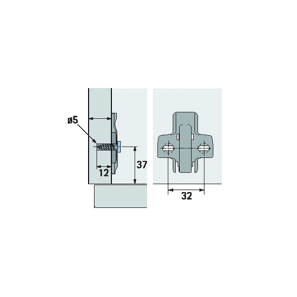 Plaque à visser pour charnière invisible SENSYS 8099 - 0 mm - HETTICH avec système de verrouillage