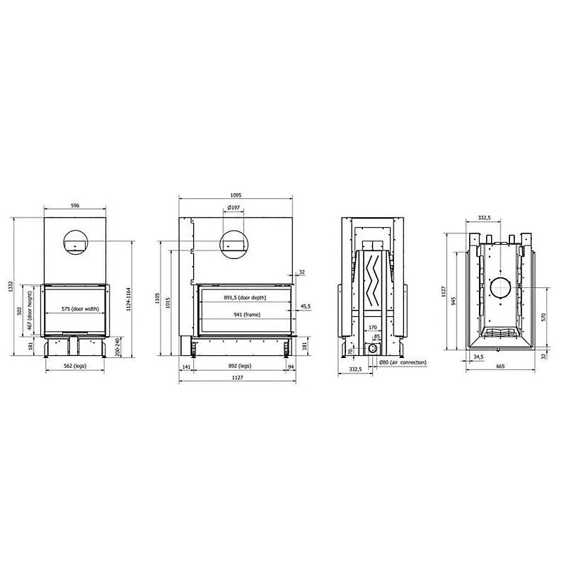 Insert de cheminée 100 EVO V LD d200 110 CM 14kW PRESTIGIEUX