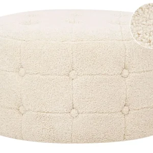 Boucle Pouffe Footstool Écru TAMPA | Anti-calcaire |