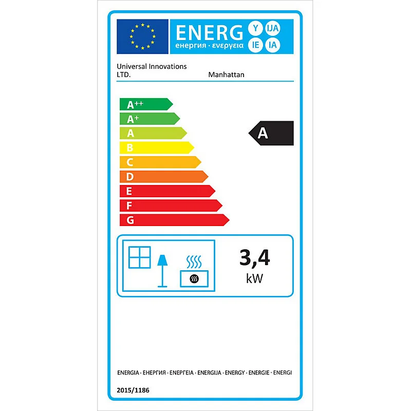 Poele à gaz 3400W Noir Manhattan ADAPTABLE