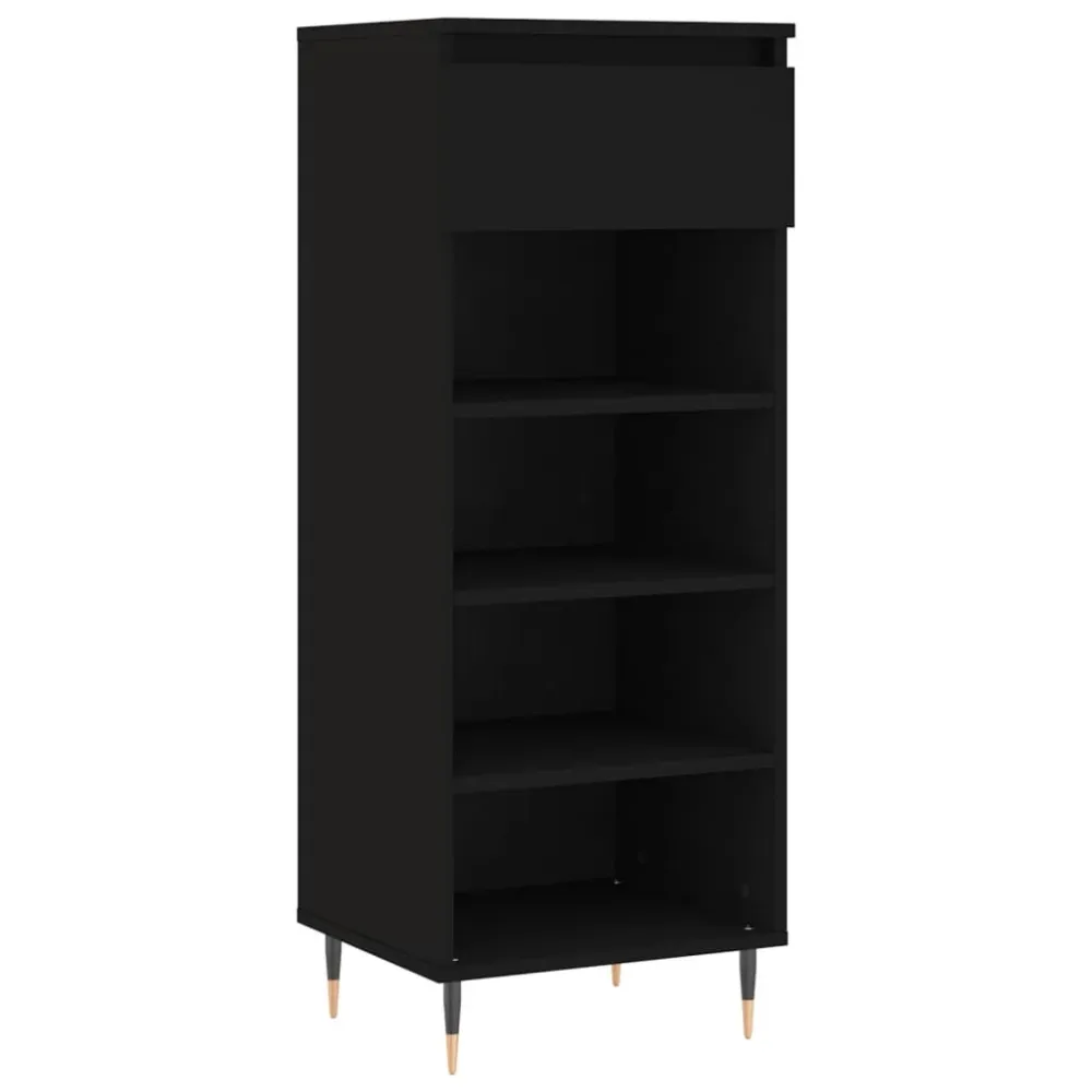 Armoire à chaussures range chaussures rangement meuble entrée couloir salon 40 x 36 x 105 cm bois d'ingénierie noir 02_002...