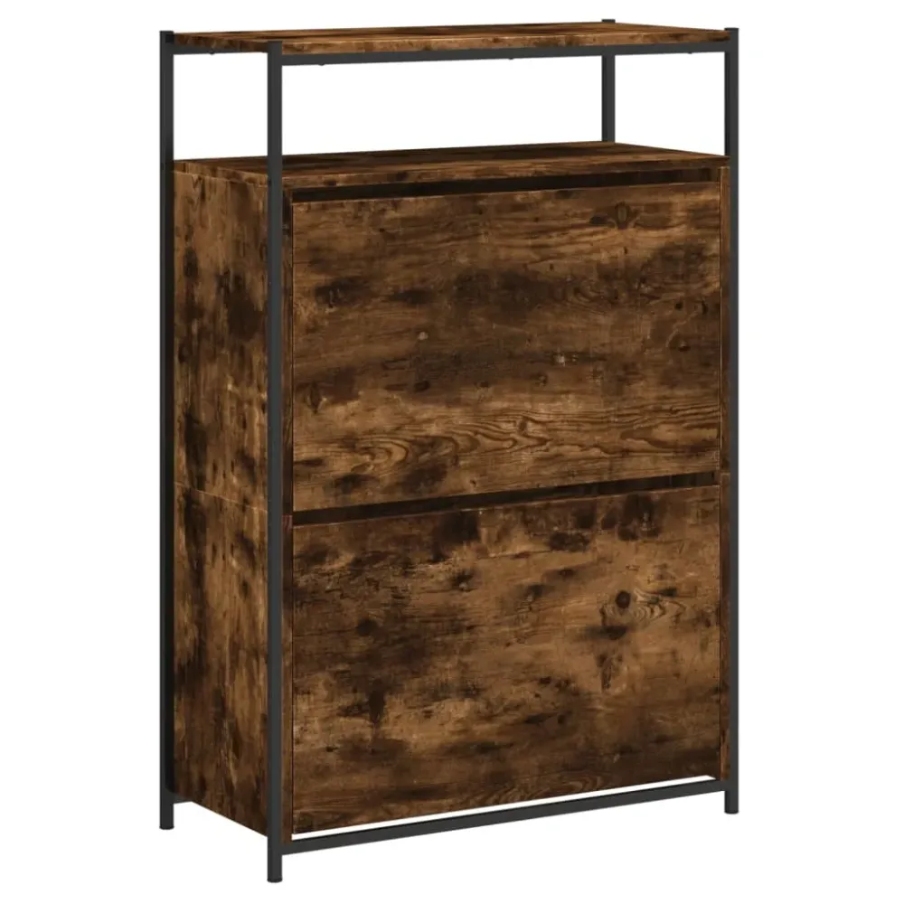 Armoire à chaussures range chaussures rangement meuble entrée couloir salon 75 x 34 x 112 cm bois d'ingénierie brun 02_002...
