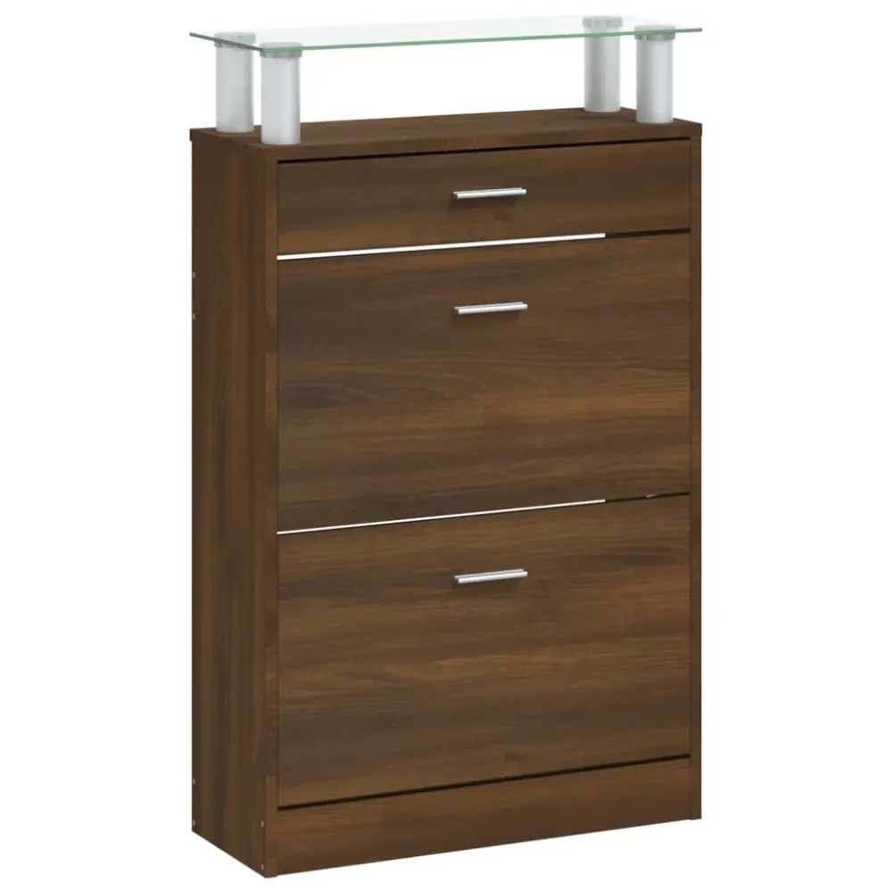 Armoire à chaussures range chaussures rangement meuble entrée couloir salon 63 x 24 x 104 cm bois d'ingénierie brun 02_002...
