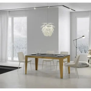 Table extensible 90x160/264 cm Flame Evolution Gris Béton cadre or