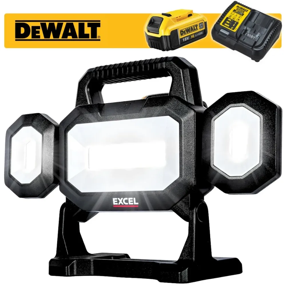 Excel 18V LED Work Light 5000 Lumens Dewalt 1 x 4.0Ah Battery & Charger