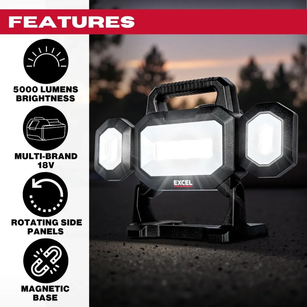 Excel 18V LED Work Light 5000 Lumens Dewalt 1 x 4.0Ah Battery & Charger
