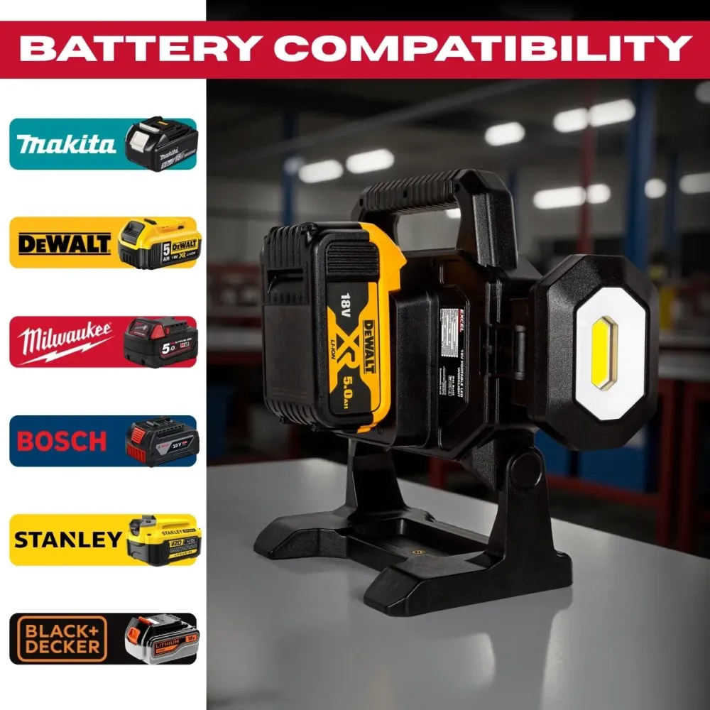 Excel 18V LED Work Light 5000 Lumens Dewalt 1 x 4.0Ah Battery & Charger