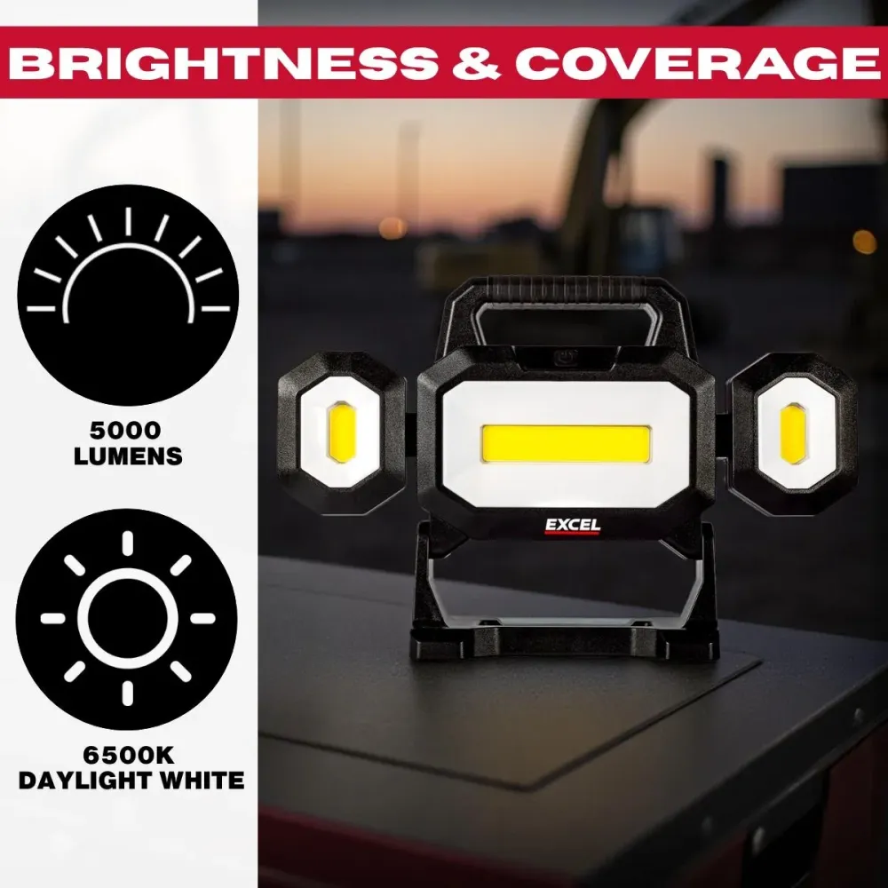 Excel 18V LED Work Light 5000 Lumens Dewalt 1 x 4.0Ah Battery & Charger