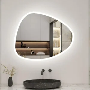 Applique de salle de bain AICA LED Miroir lumineux 80 x 65cm avec anti-buée + 3 Couleurs + dimmable + mémoire, Miroir sall...