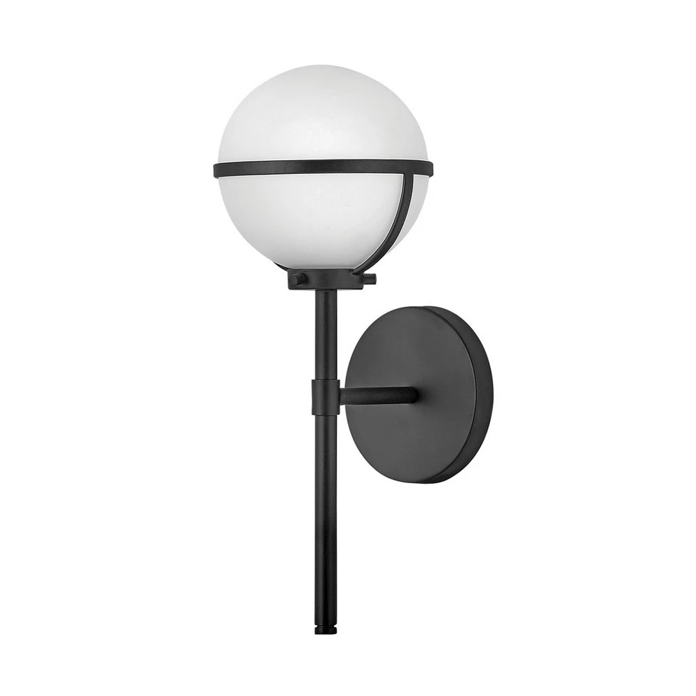 Applique salle de bain Hollis noire/opale 1 lampe avec fixation invisible