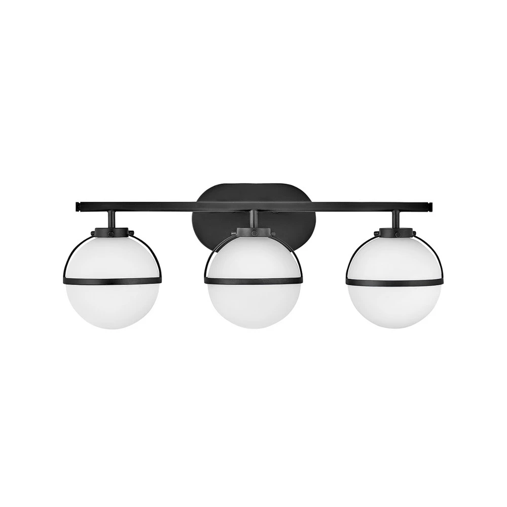 Applique salle de bain Hollis noire/opale 3 lampes Style moderne