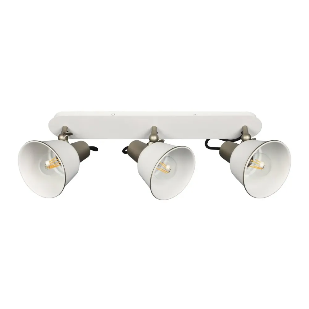 Applique de salle de bain en métal avec trois spots LED Birzay avec interrupteur intégré