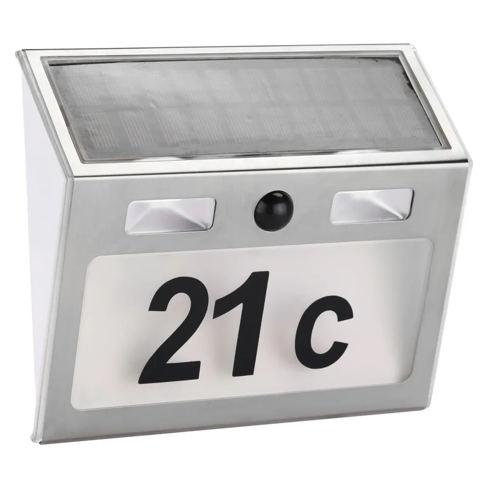 Luminaire Créatif Design HI Numéro de maison éévidenté solaire à LED Argenté
