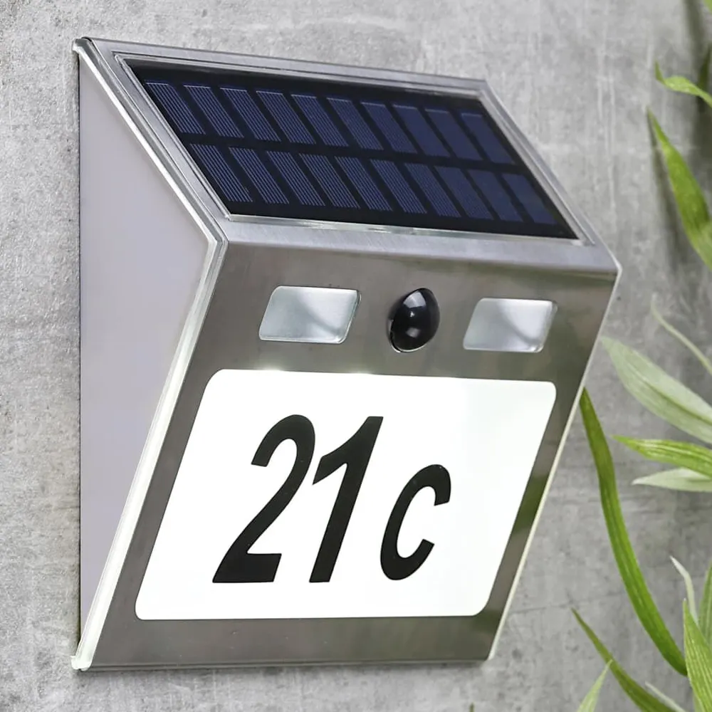 Luminaire Créatif Design HI Numéro de maison éévidenté solaire à LED Argenté