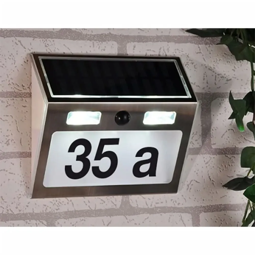Luminaire Créatif Design HI Numéro de maison éévidenté solaire à LED Argenté