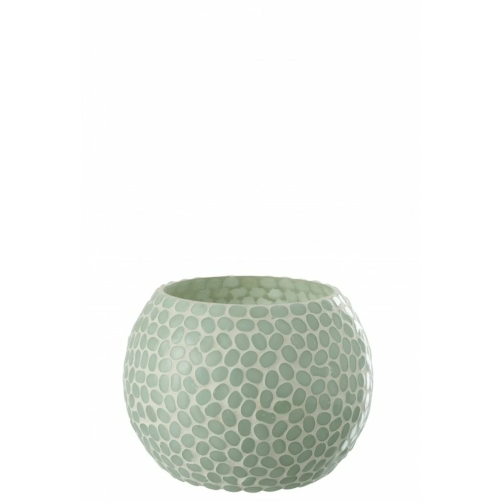 Photophore boule en verre azur 13x13x10 cm pour ambiance cosy