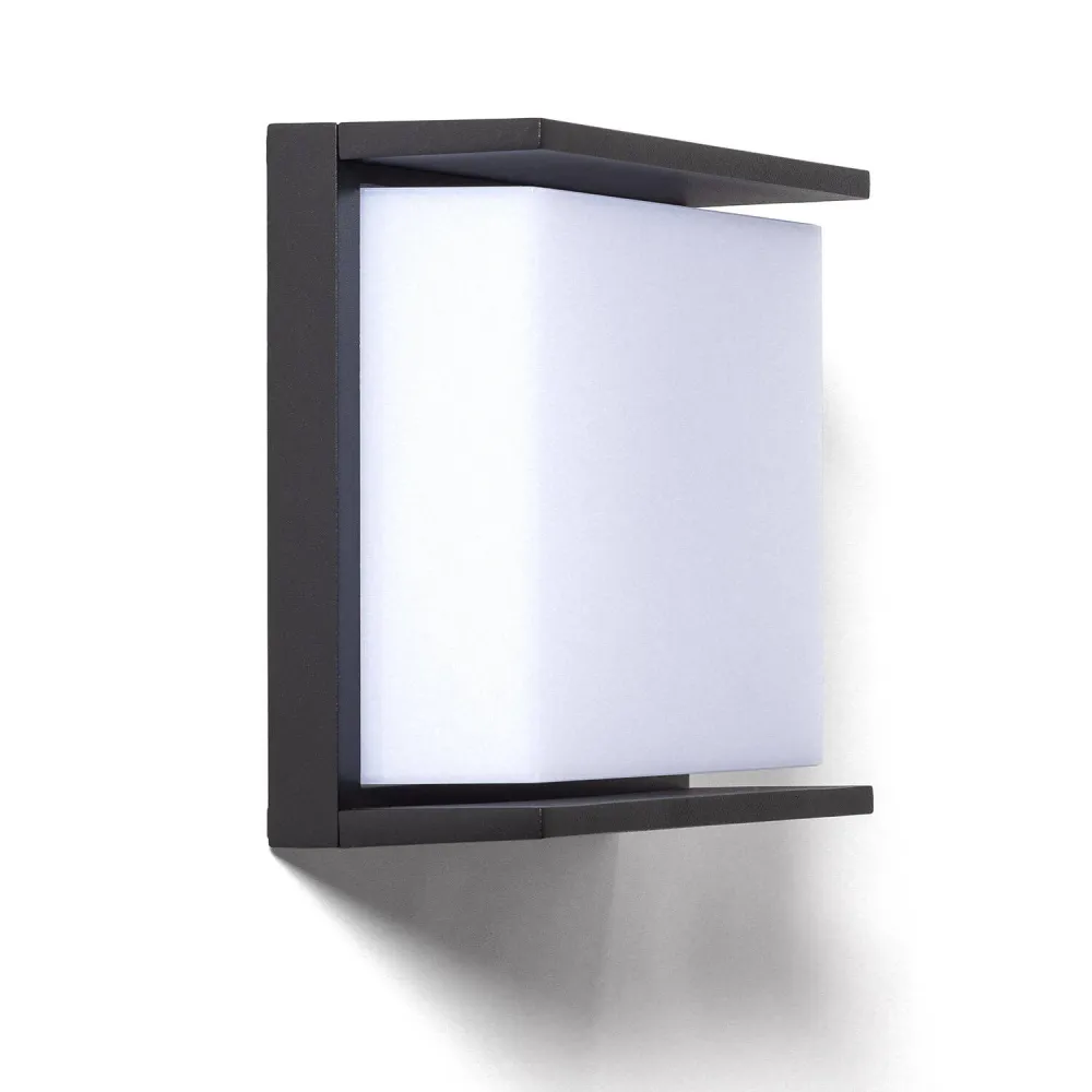 Luminaire mural extérieur à LED 18W forme carrée coloris noir Rimen