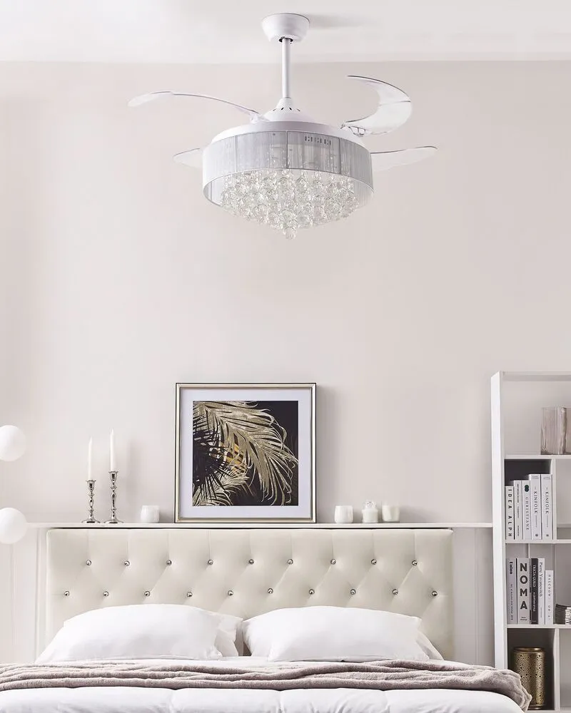 Ventilateur de plafond avec lampe blanc et clair PEEL